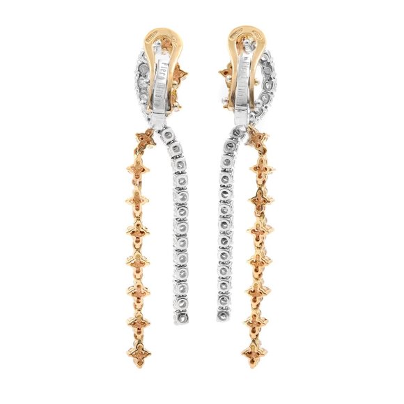 Piero Milano Natural Diamond Drop Earrings 18K Two Tone Gold 2.26cttw - Picture 4 of 5